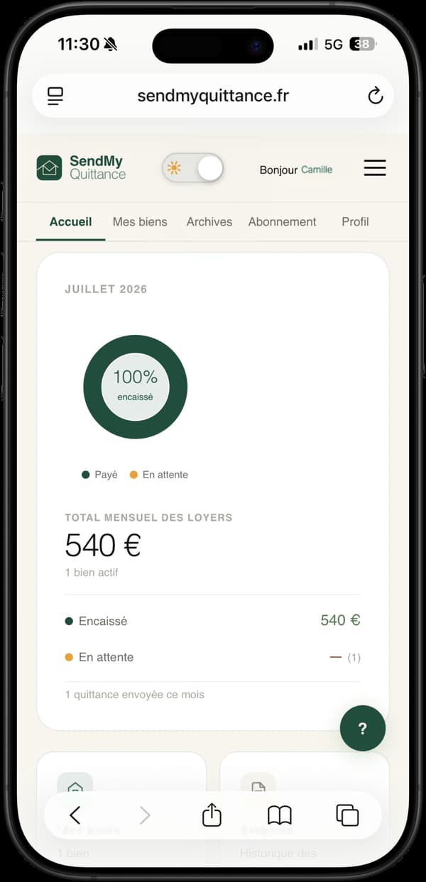 Dashboard sur mobile